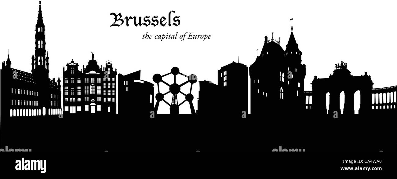Vector illustration of the skyline of Brussels, Belgium Stock Vector