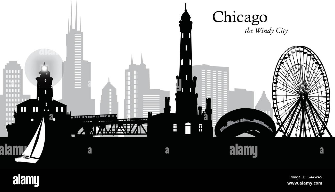 Featured image of post Silhouette Vector Chicago Skyline Perfect for travel agencies postcards promotions banners and more