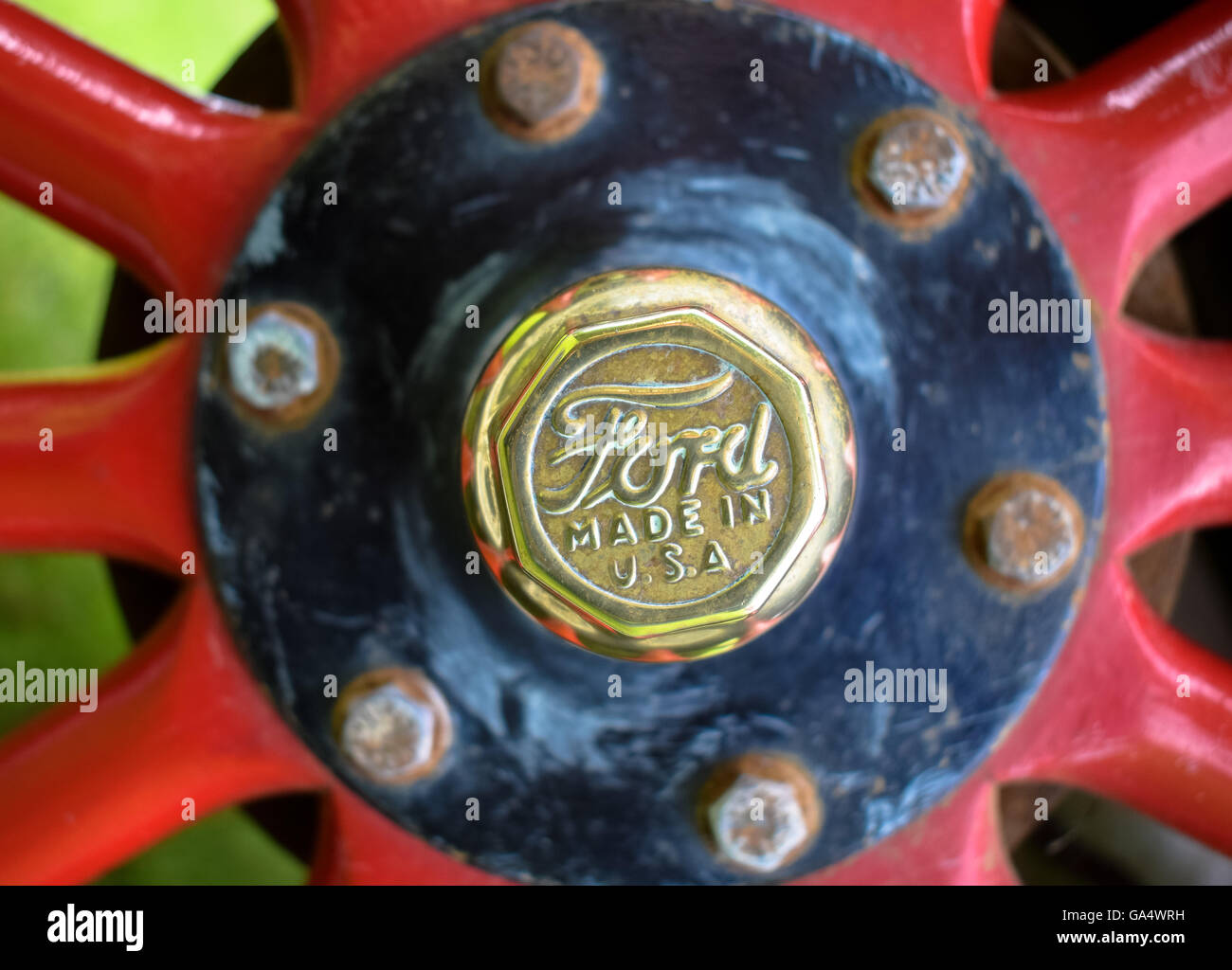 Wheel nuts on Ford Model T car Stock Photo Alamy
