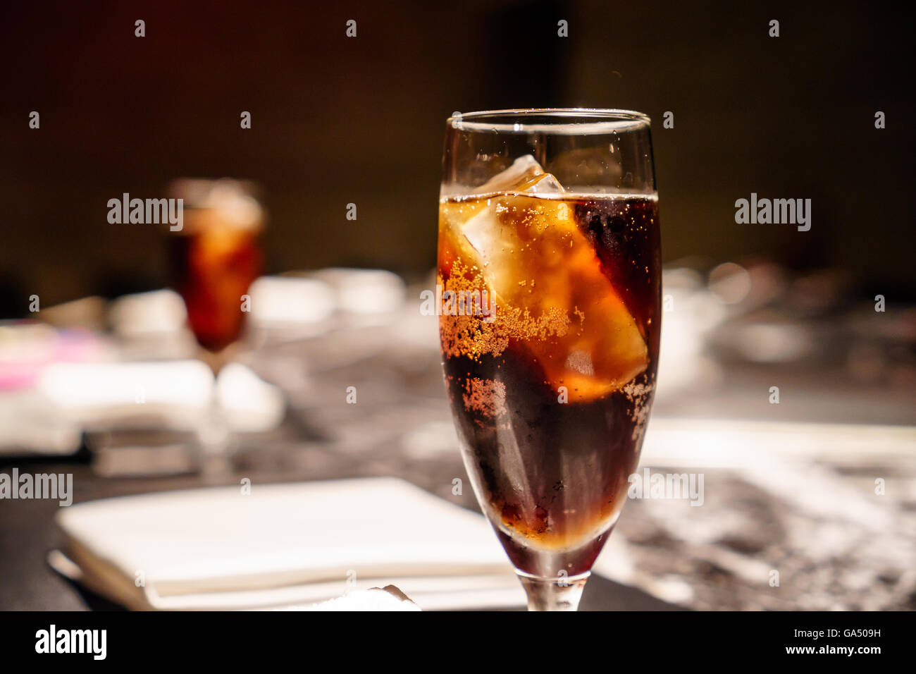 Iced soft drink in a luxurious restaurant. Stock Photo