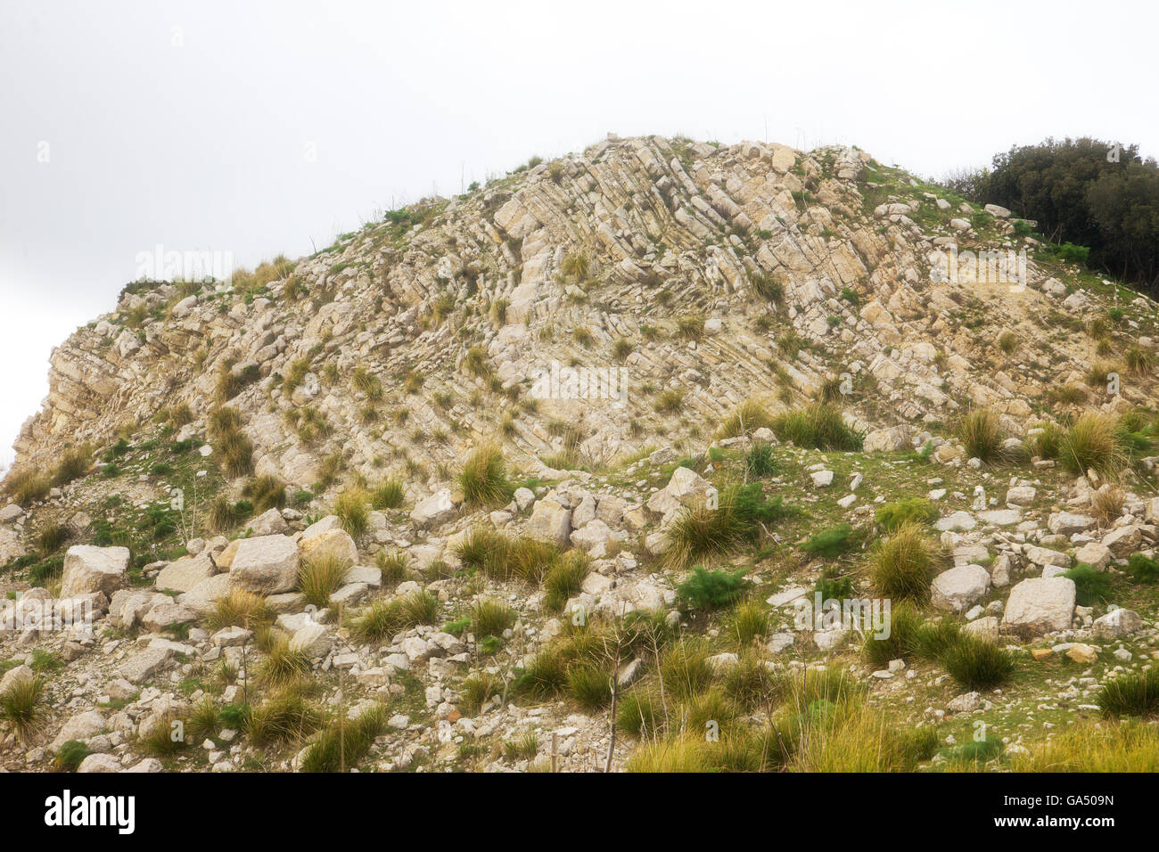 Geological folds to Mons Iudica. Castel di Iudica. Sicily Stock Photo