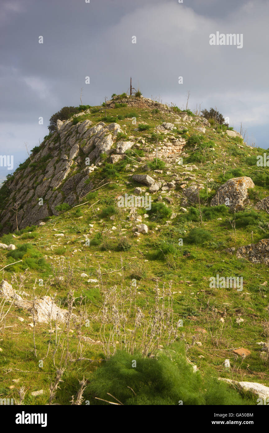 Mons Judica (Monte Judica), ruins of medieval watchtower and control. Sicily Stock Photo