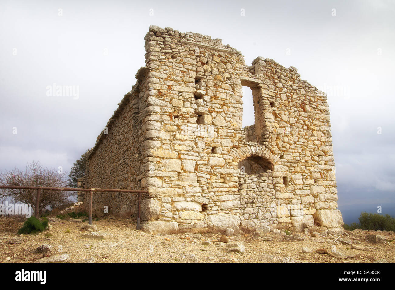 Hermitage of Gabella, ruins of S. Michele Arcangelo church and bell tower, Castel di Iudica, Catania, Sicily Stock Photo