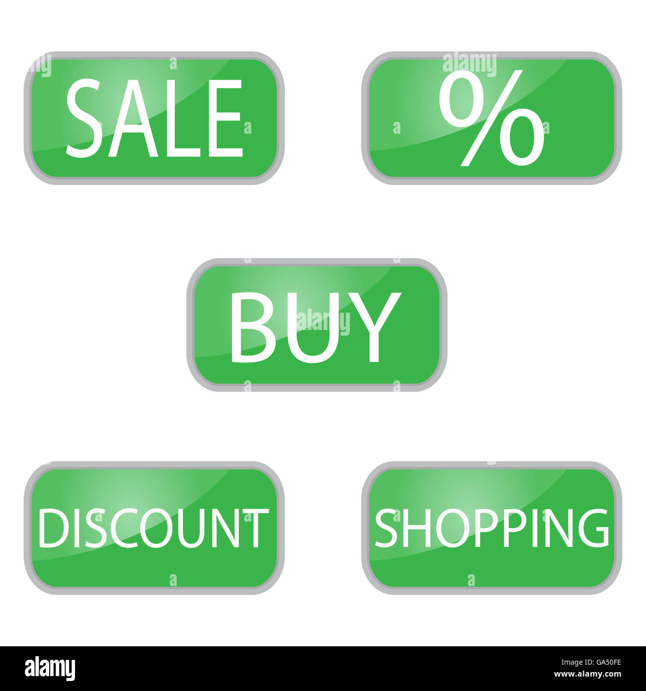 Web button green color for shooping and online shop. Shopping icon for sale sign, discount and sale tag,. Vector illustration Stock Photo