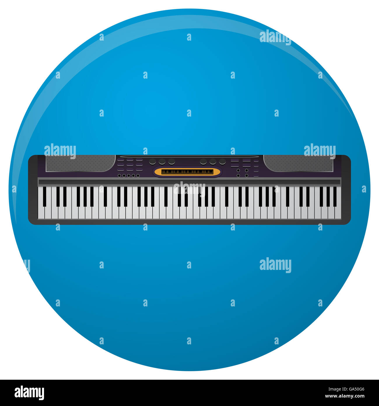 Piano synthesizer icon flat. Synth keyboard and music keyboard, keytar music and grand piano, musical instrument. Vector illustr Stock Photo