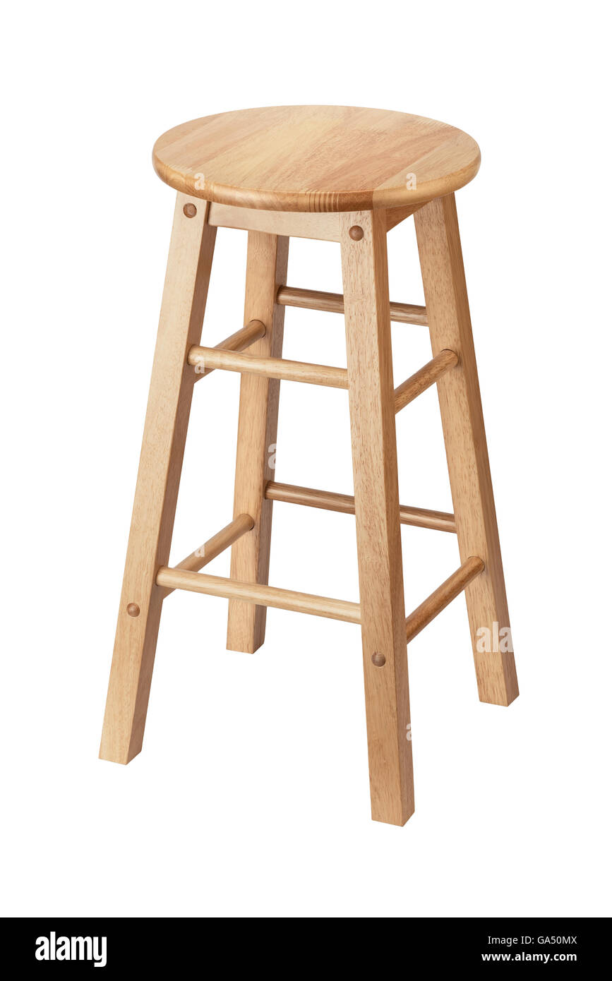 Wooden bar stool isolated on white background Stock Photo Alamy