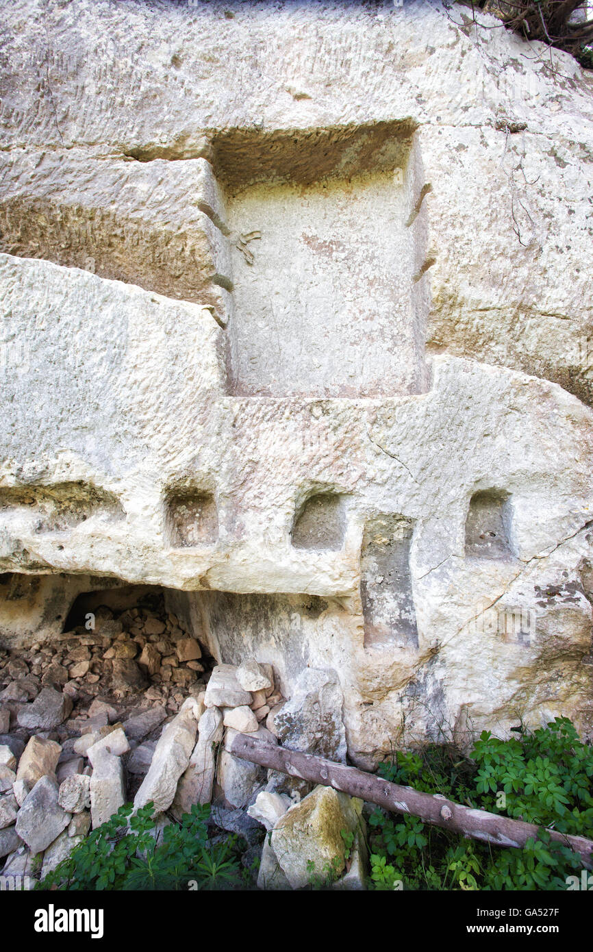Noto ancient, houses and rocky areas destroyed by the earthquake of