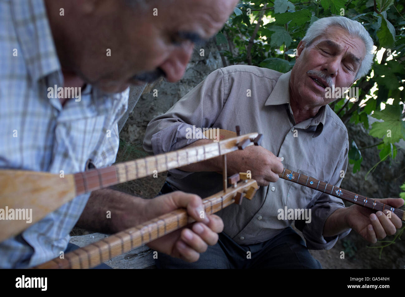 musicians playing Cura and Saz (Traditional Anatolian Music Instruments. Stock Photo