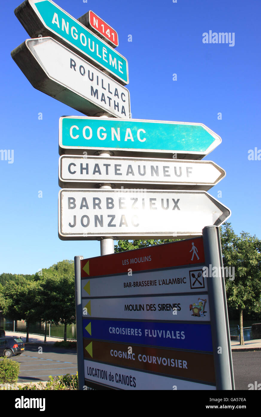 Street signs direct road travelers in Cognac, France Stock Photo Alamy