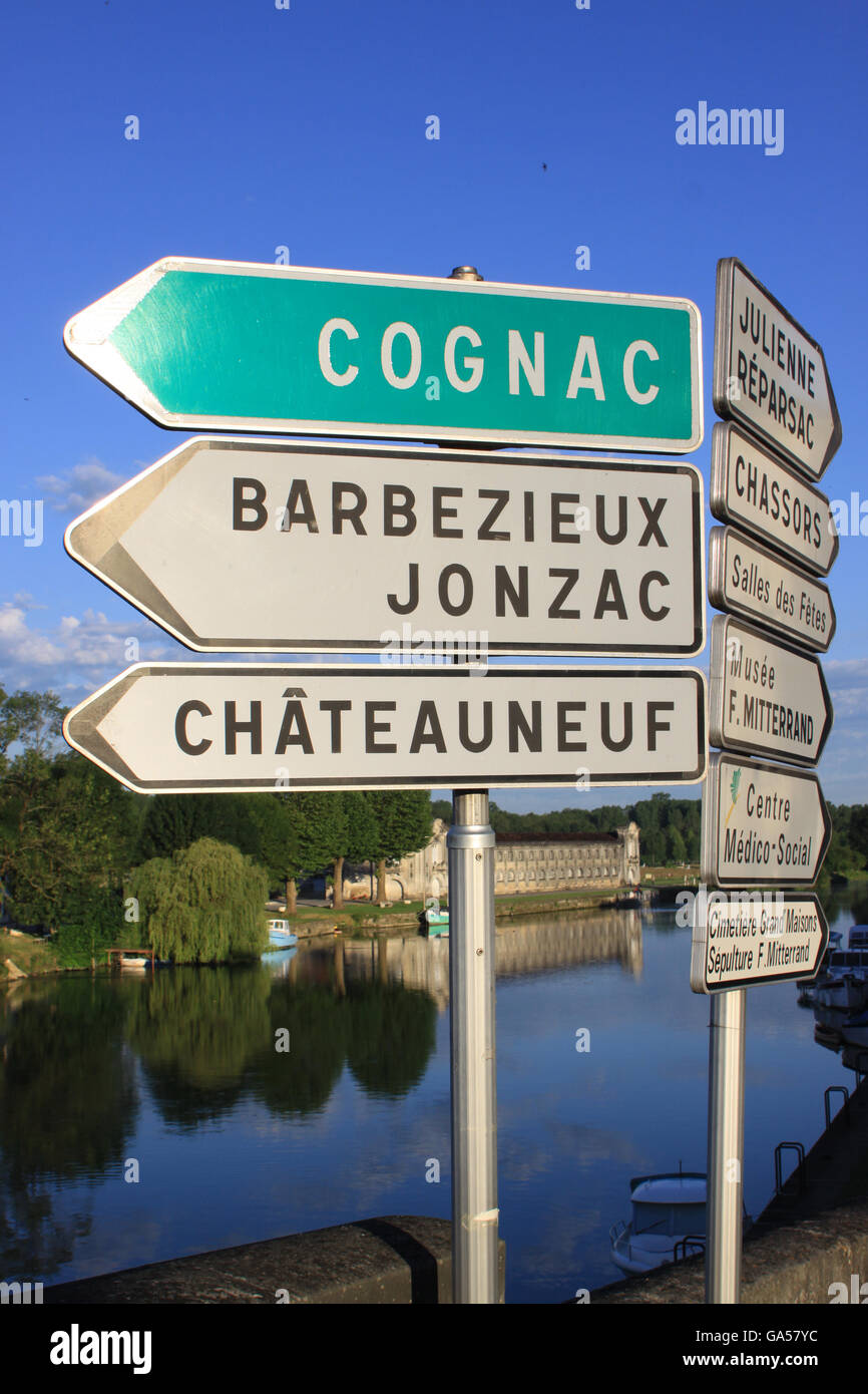 Street signs direct road travelers in Cognac, France Stock Photo Alamy