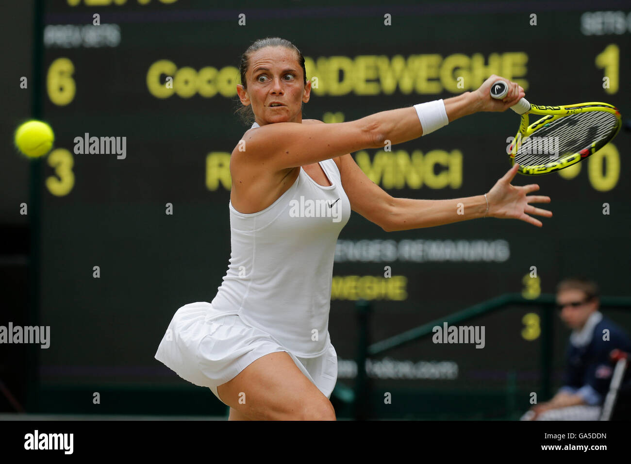 Wimbledon, London, UK. 3rd July, 2016. Roberta Vinci Italy The Wimbledon Championships 2016 The All England Tennis Club, Wimbledon, London, England 03 July 2016 The All England Tennis Club, Wimbledon, London, England 2016 © Allstar Picture Library/Alamy Live News Credit:  Allstar Picture Library/Alamy Live News Stock Photo