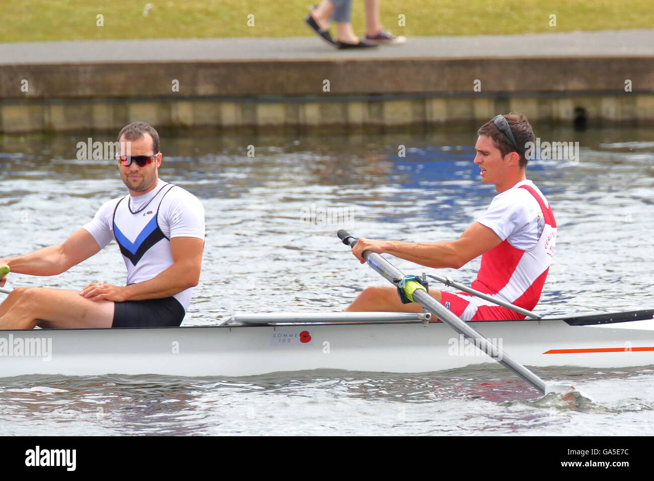 Rowers from all over the world came to the annual Henley Royal Regatta 2016. The French team had to concede defeat. Stock Photo