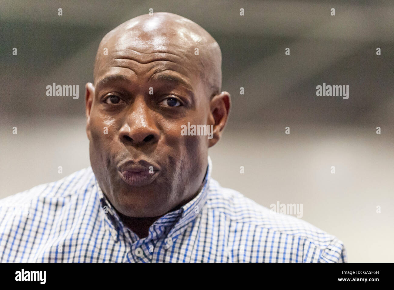 London, UK.  3 July 2016. Ex heavyweight boxer, Frank Bruno, meets the public at the World Power Show, a show for fitness enthusiasts, taking place at Excel centre in Docklands. Credit:  Stephen Chung / Alamy Live News Stock Photo
