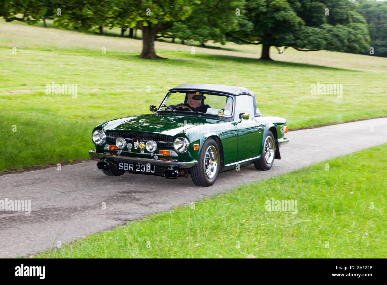 Green Triumph TR6 at Leighton Hall Classic Car Rally, Carnforth