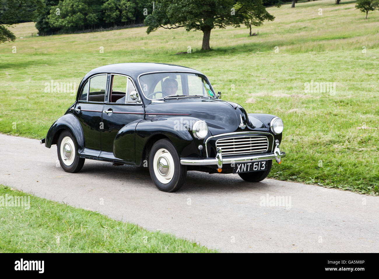 Black Morris Minor 1000 at Leighton Hall Classic Car Rally, Carnforth