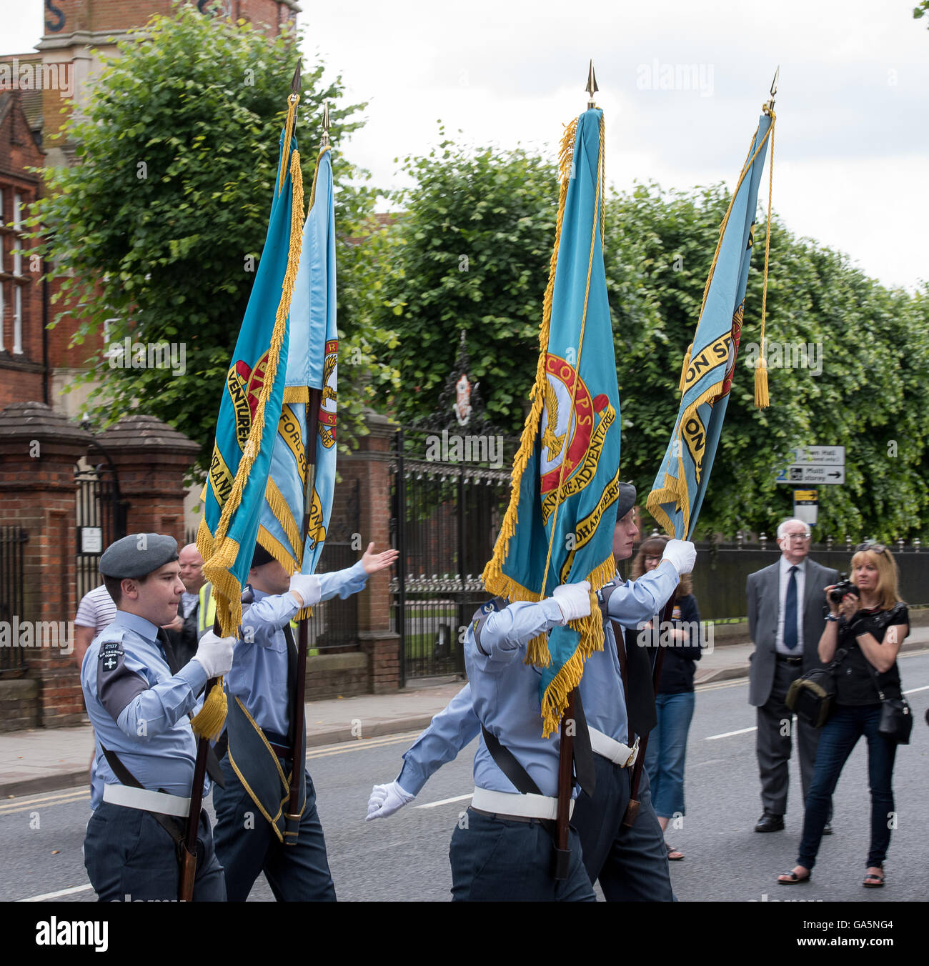 Brentwood Essex, 3rd July 2016, Airr Training Corps cadets of the Essex  Wing march past oon the 75th anniversary of the ATC Credit:  Ian Davidson/Alamy Live News Stock Photo