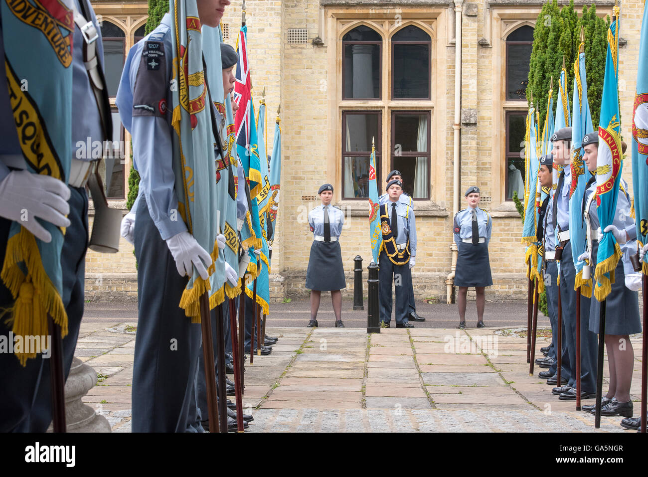 Brentwood Essex, 3rd July 2016, Arr Training Corps standards of the  Essex  Wing on the 75th anniversary of the ATC Credit:  Ian Davidson/Alamy Live News Stock Photo