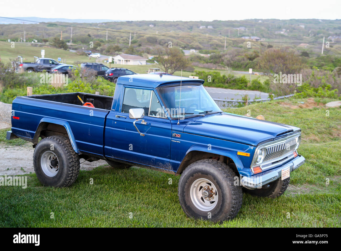 A truck parked in Aquinnah, Martha's Vineyard, Massachusetts Stock