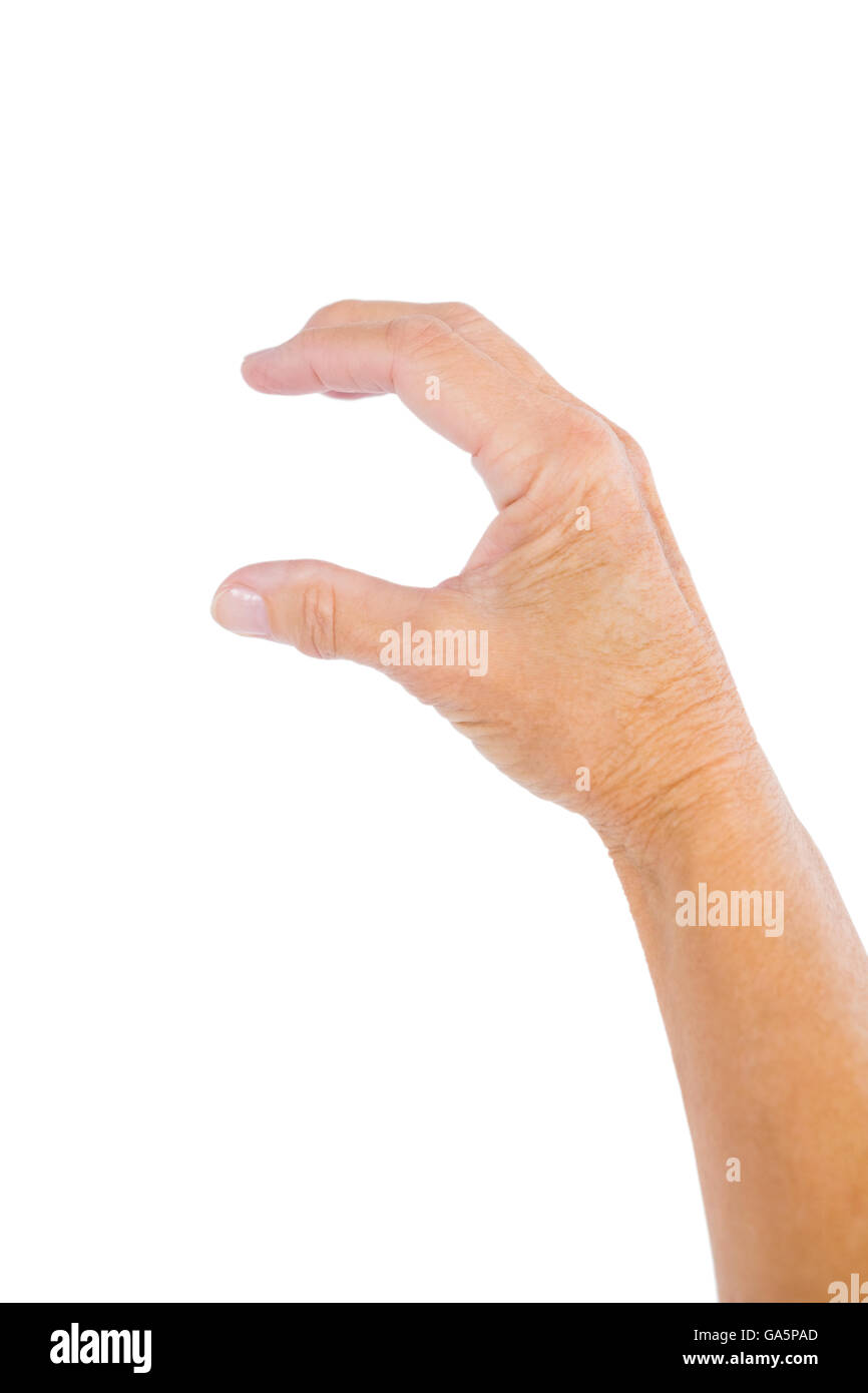 Cropped image of person holding invisible product Stock Photo
