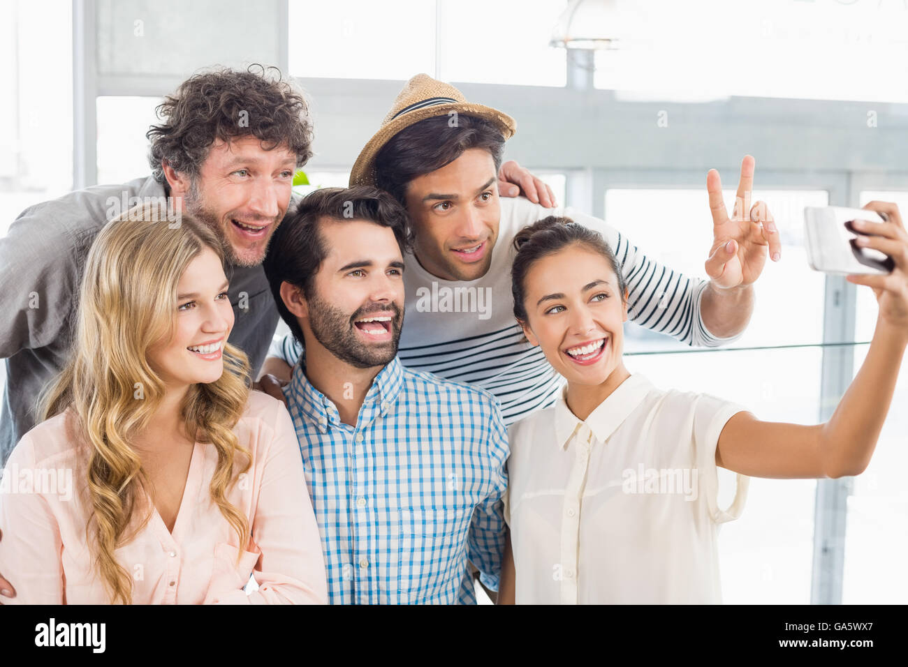 Group of friends taking a selfie Stock Photo