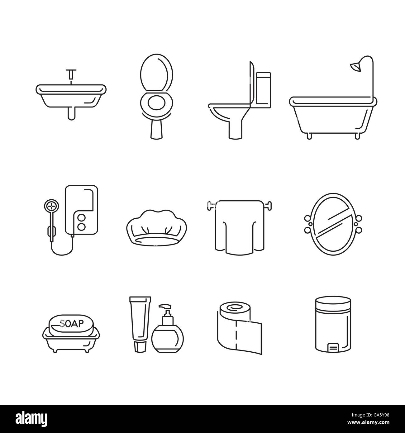 Bathroom things icon set flat style Royalty Free Vector