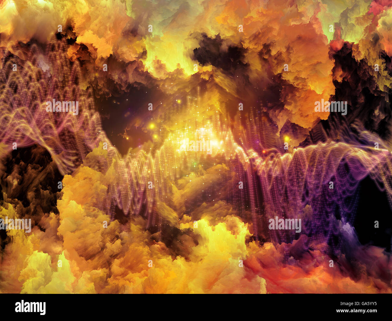 Virtual Fluctuation series. Arrangement of color clouds and particle ...