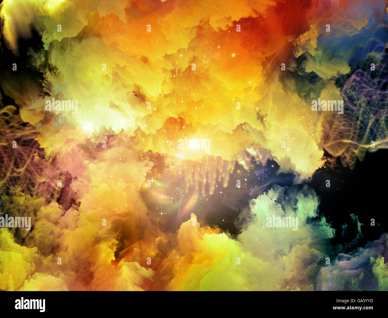 Virtual Fluctuation series. Composition of color clouds and particle ...