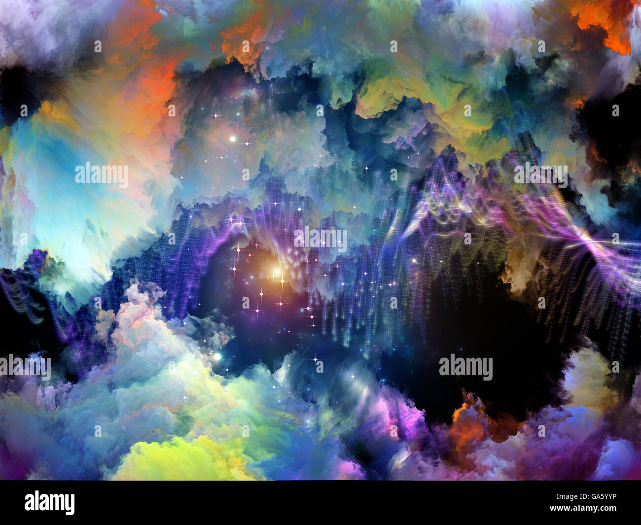 Virtual Fluctuation series. Composition of color clouds and particle ...