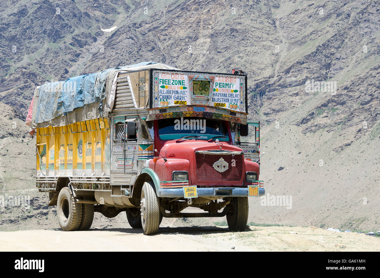 Ornately decorated truck, Suru Valley, Ladakh, Jammu and Kashmir, India Stock Photo Alamy