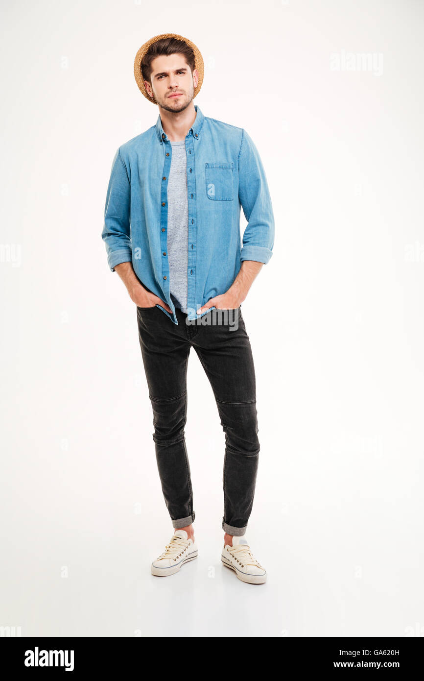 Handsome confident man in hat hi-res stock photography and images - Alamy