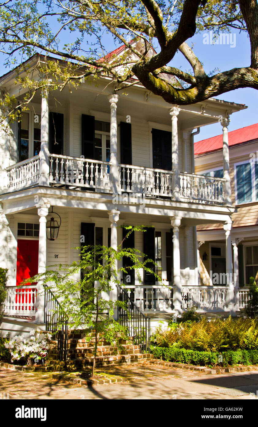 An antebellum home on a quiet street in Charleston, South Carolina