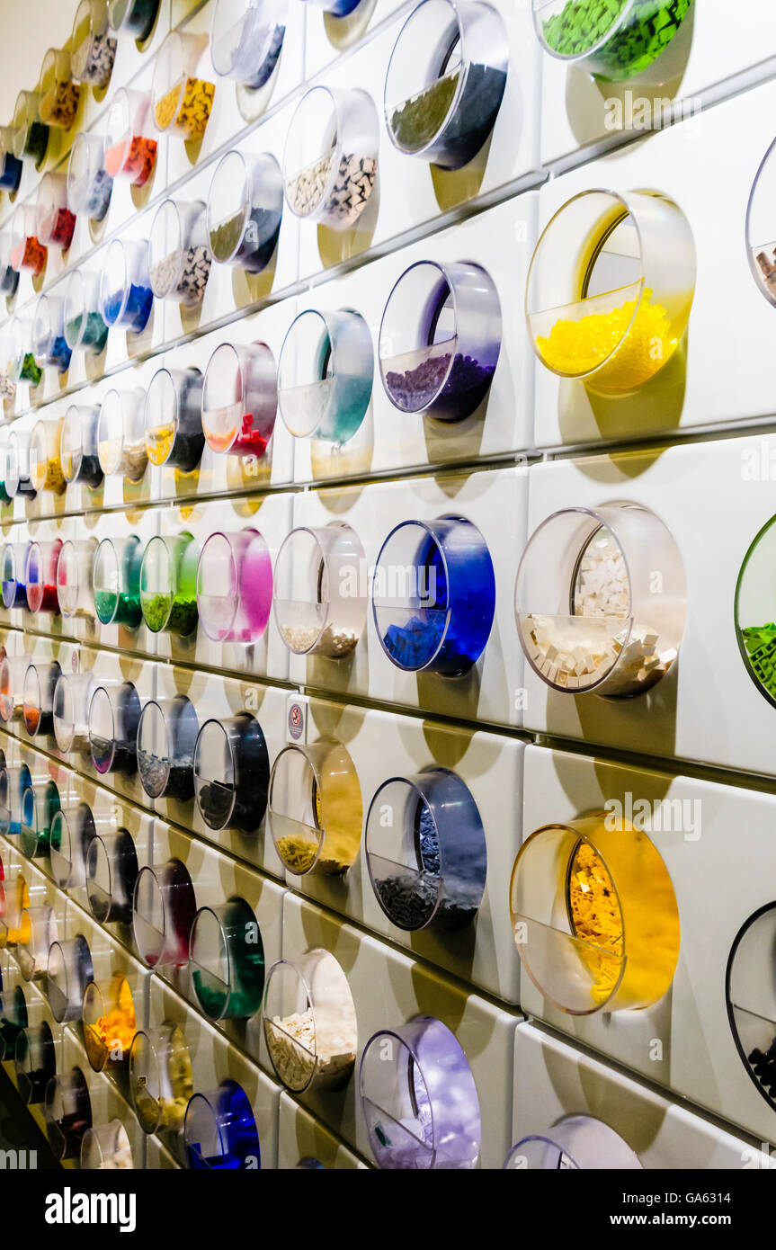 Pick and Build section of the Lego store, Copenhagen, Denmark Stock Photo