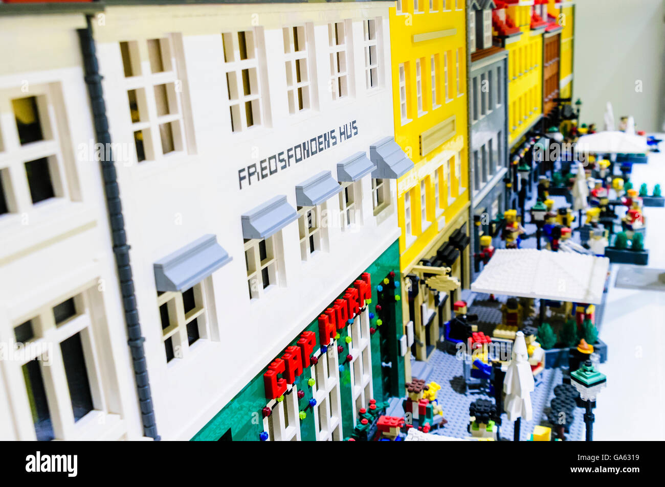A Danish street scene built from Lego bricks Stock Photo