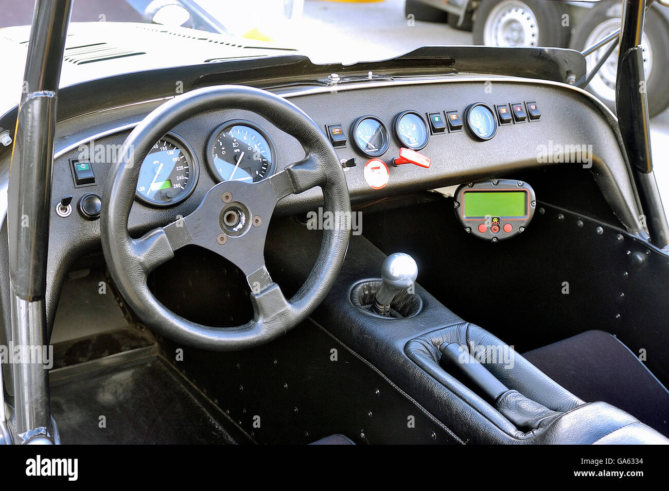 instrument panel of a racing Caterham on Ales circuit in the French ...