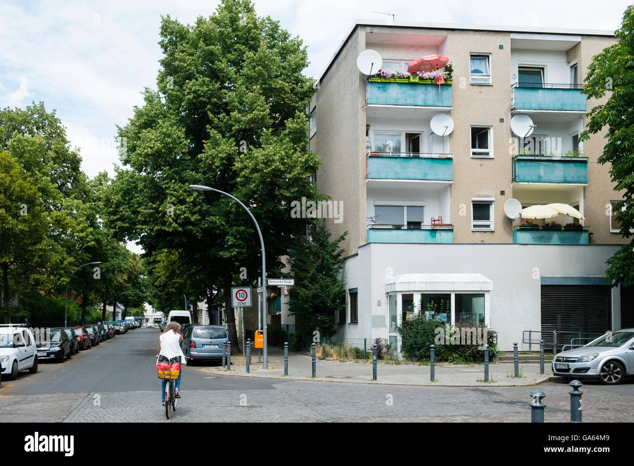 Street and social housing apartment building in Neukolln Berlin Germany Stock Photo Alamy