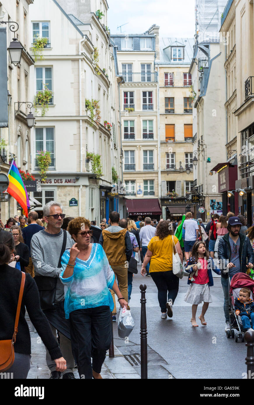 Paris, France, Crowds Shopping, walking on Street Scenes, in the Marais