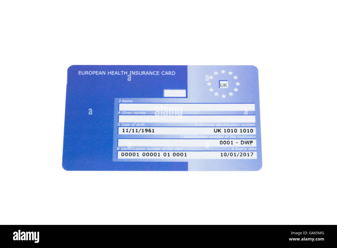 A UK issued European Health Insurance Card Stock Photo