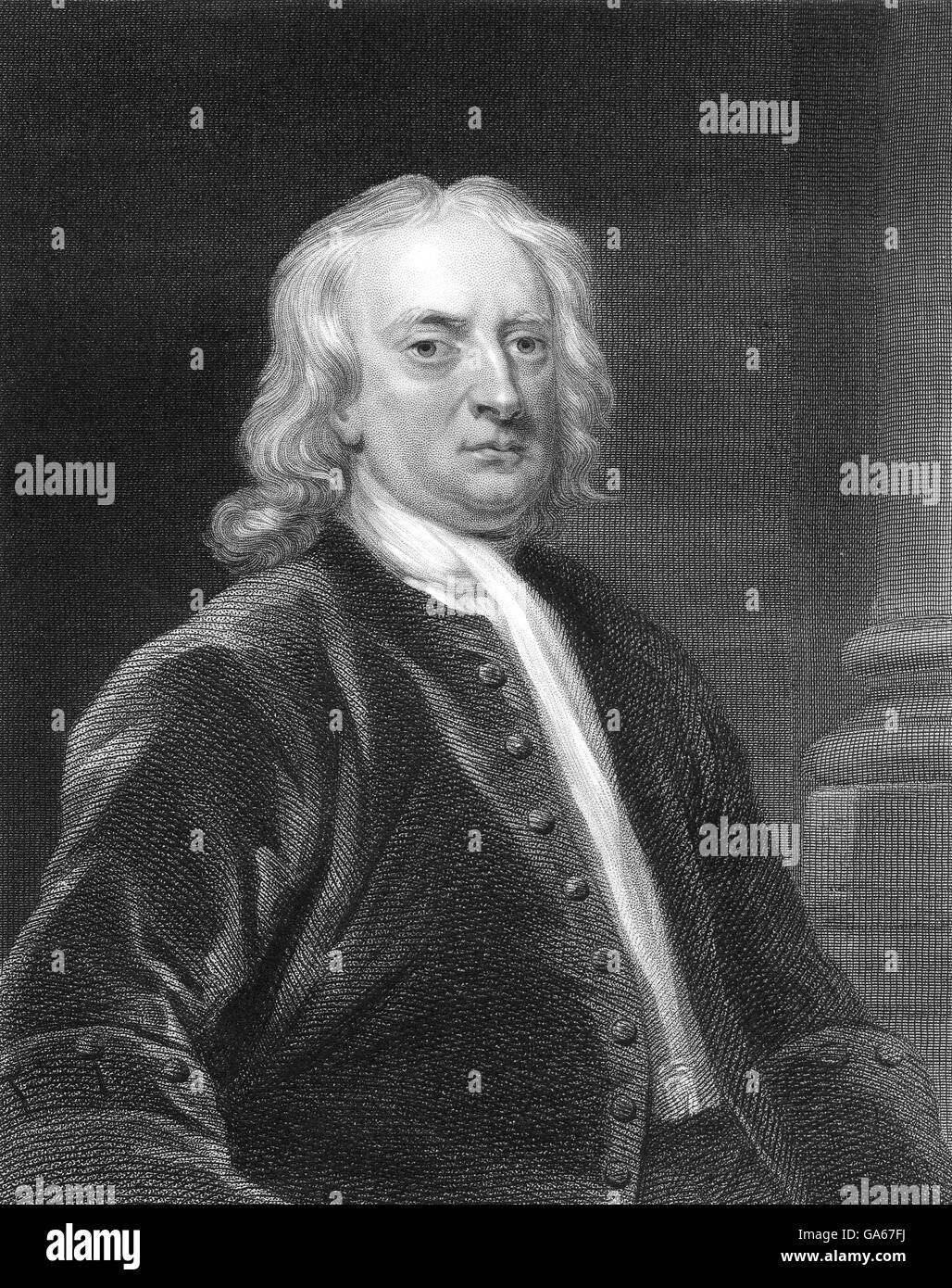 Sir Isaac Newton, 1642-1726, an English physicist and mathematician Stock Photo
