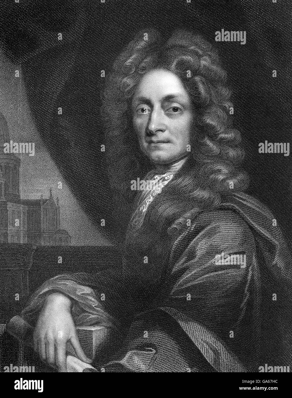 Sir Christopher Michael Wren, 1632 - 1723, an English architect Stock Photo