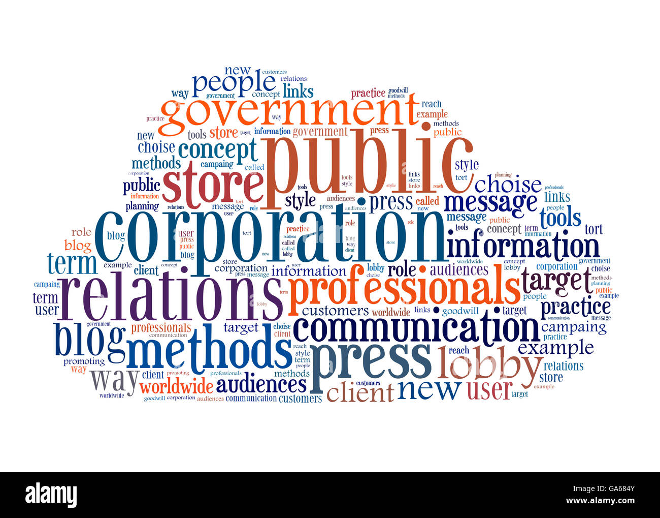 Concept of public relations, within a cloud words and tags Stock Photo