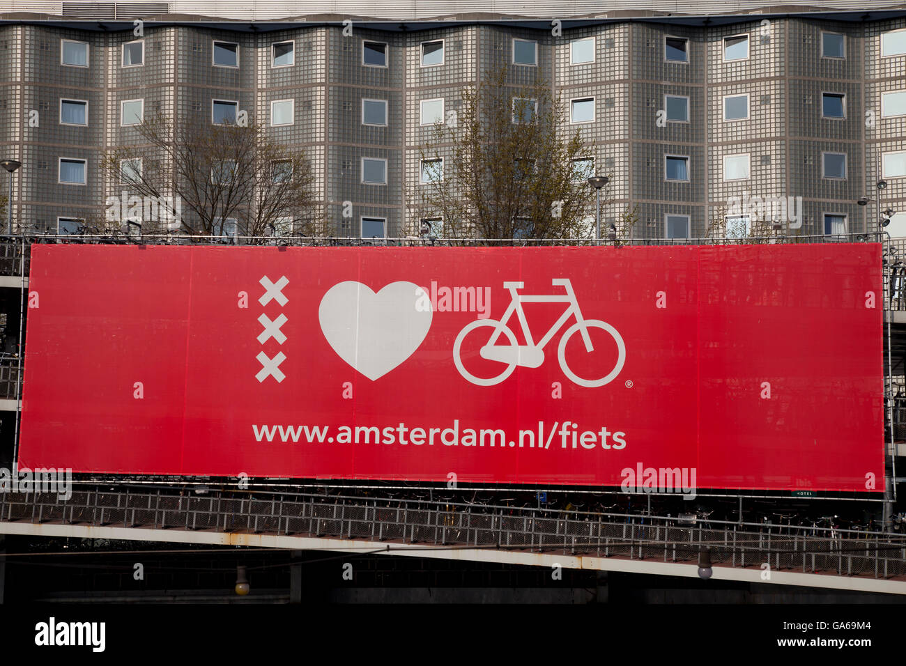 Advertisement for cycling, Amsterdam, The Netherlands, Europe Stock