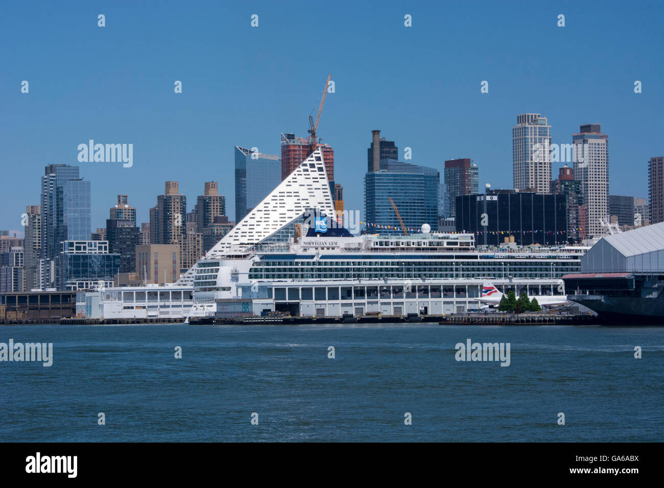 New York, New York City, Manhattan. Norwegian Cruise Line ship