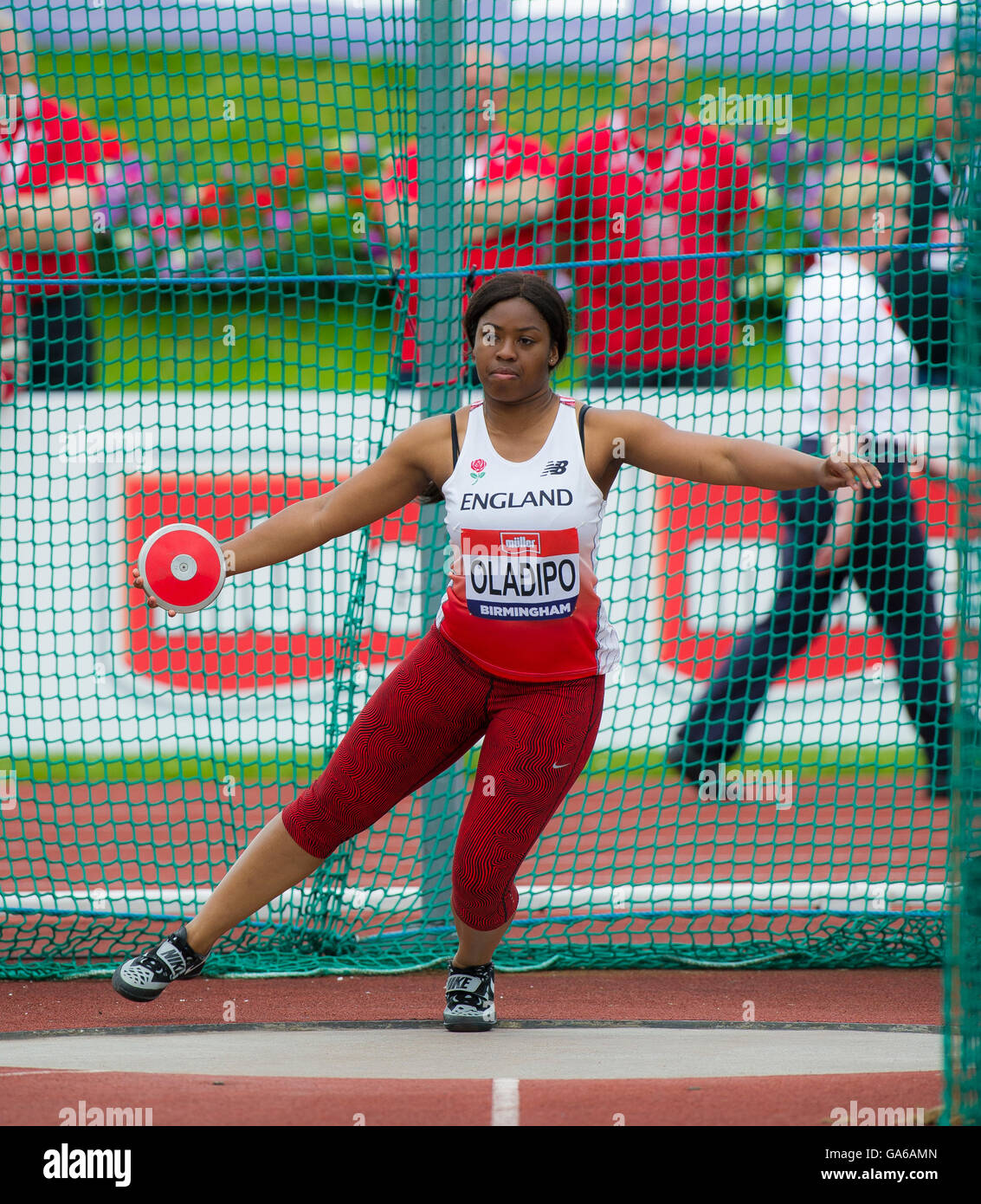 Birmingham 25th June 2016,Divine Oladipo competes in the women's Discus final on day three of the British Championships Birmingh Stock Photo