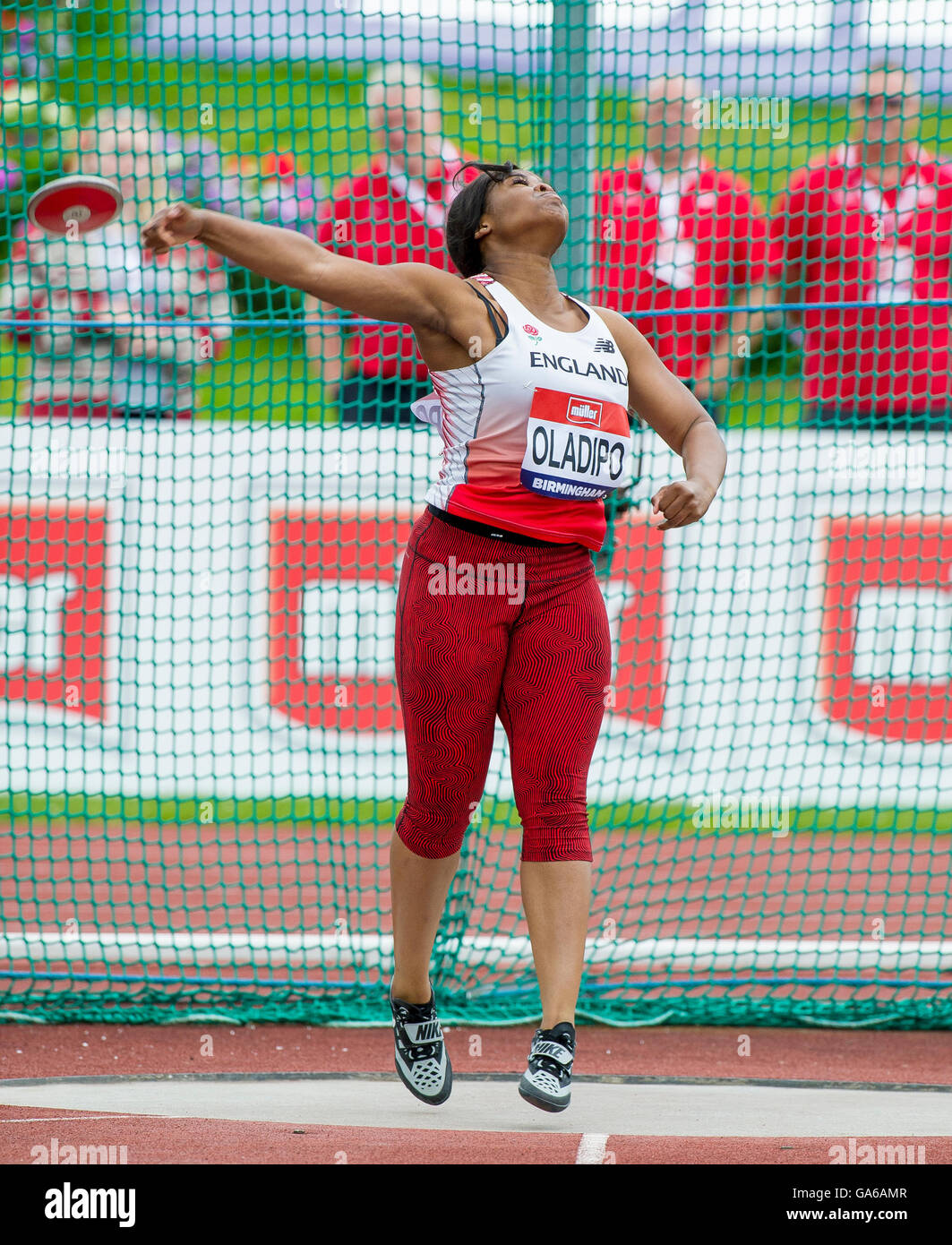 Birmingham 25th June 2016,Divine Oladipo competes in the women's Discus final on day three of the British Championships Birmingh Stock Photo