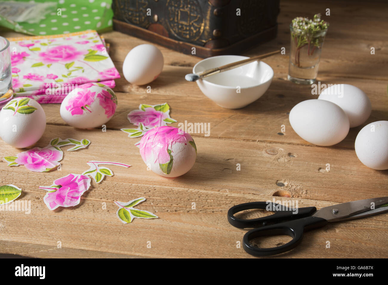 colored Easter egg, with the technique of decoupage Stock Photo Alamy