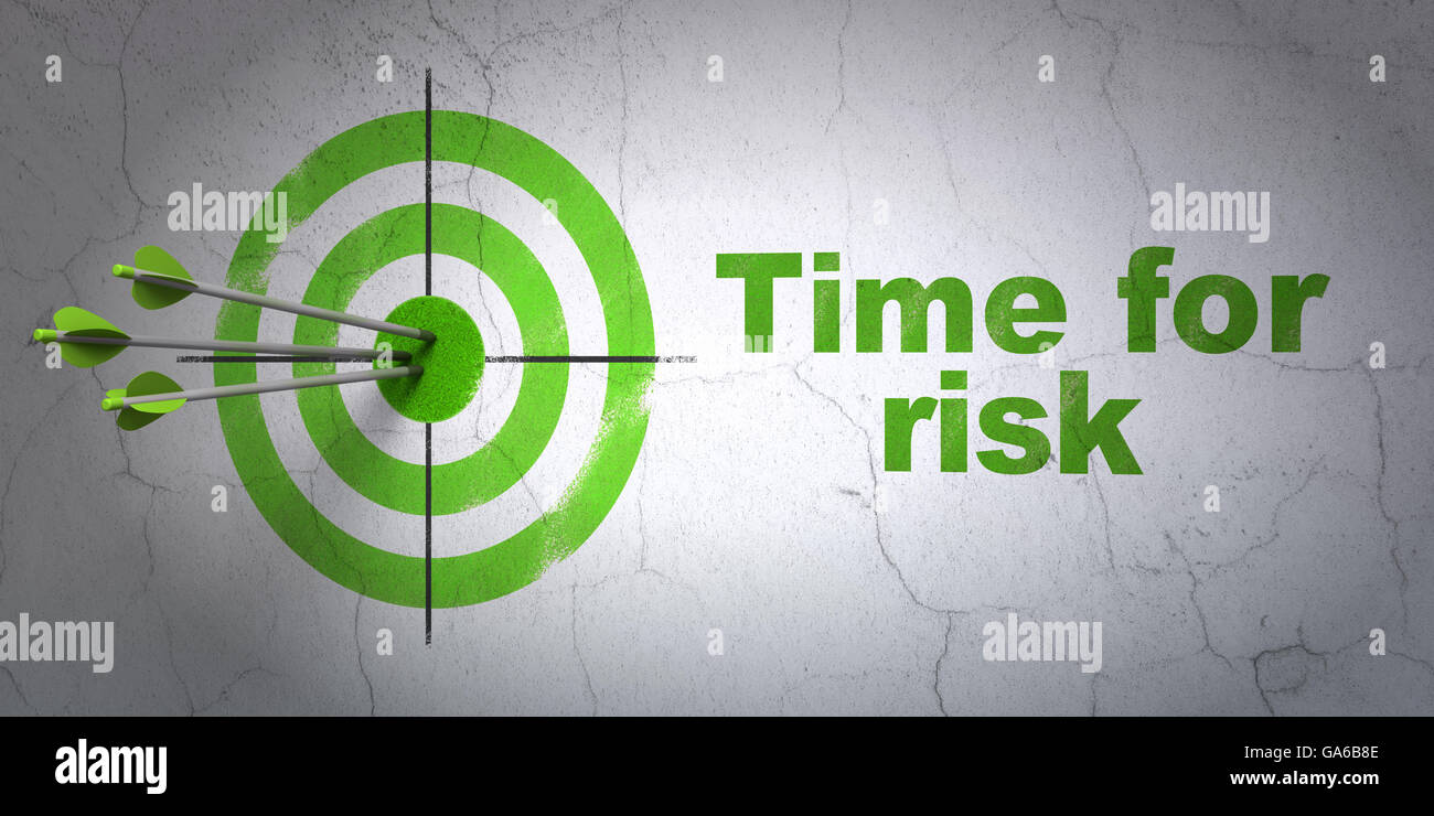 Target De Risking Time concept: target and Time For Risk on wall background Stock Photo ...