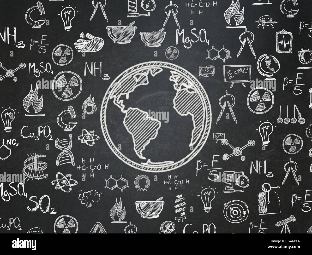 Science concept Globe on School board background Stock Photo Alamy