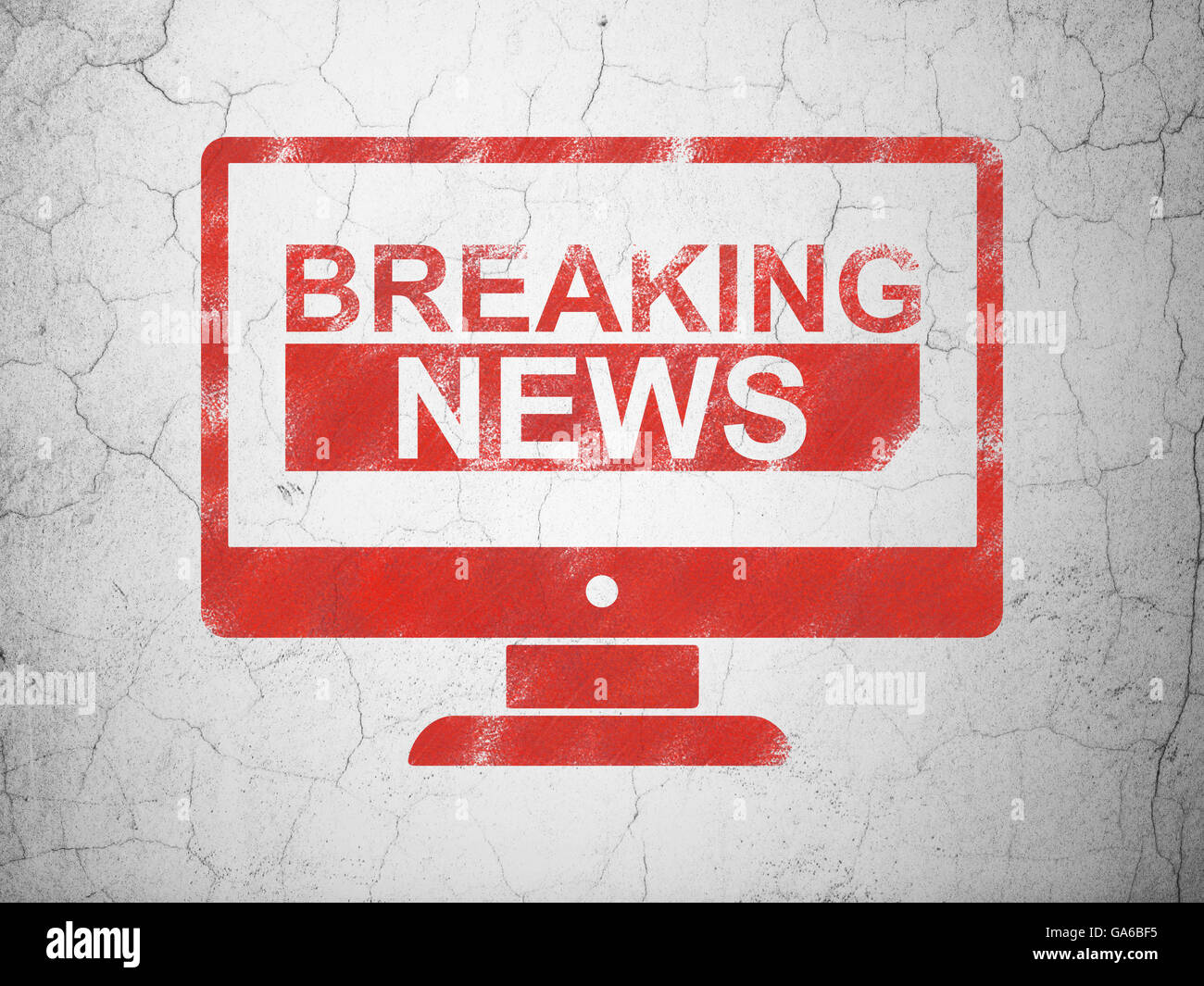 News concept: Breaking News On Screen on wall background Stock Photo ...