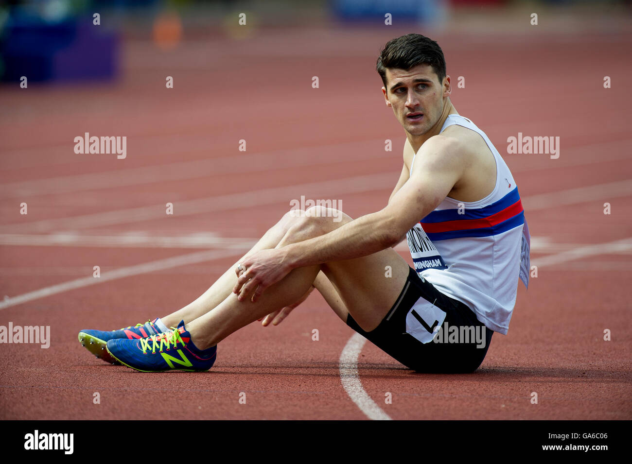 Birmingham 25th June 2016, Guy Learmonth competing in the Men's 800m  during day two of the British Championships Birmingham at Stock Photo