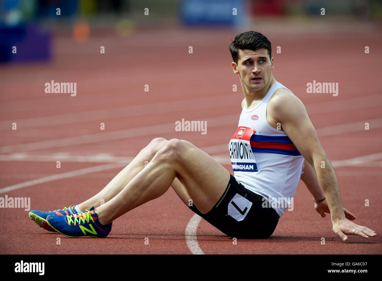 Birmingham 25th June 2016, Guy Learmonth competing in the Men's 800m  during day two of the British Championships Birmingham at Stock Photo